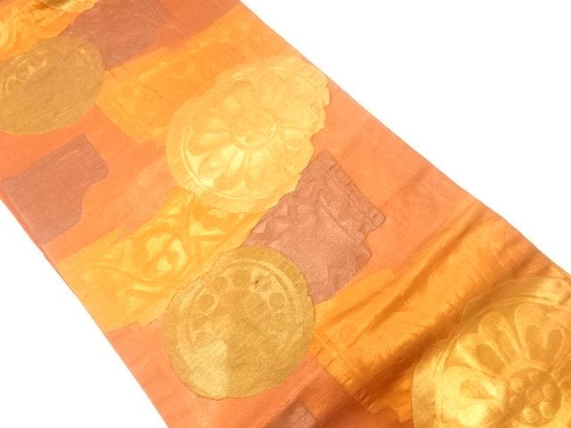 JAPANESE NAGOYA OBI / WOVEN FLOWER CREST
